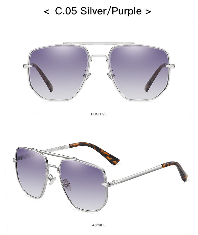 Lootario Men's Double Bridge Gradient Cut Sunglasses | UV Protection - Lootario