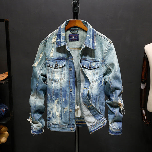 Washed Denim Jacket Tops Outerwear - Lootario