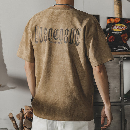 Retro Washed Heavy Short-Sleeved T-Shirt for Men | Lootario - Lootario