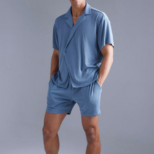 Men's Shirt & Shorts Set - Sapphire Blue | Lootario - Lootario