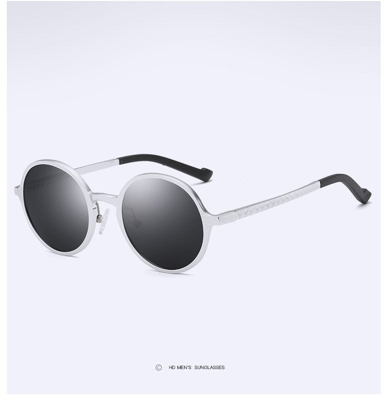 Aluminum Magnesium Sunglasses Full Frame Men And Women Round Frame - Lootario