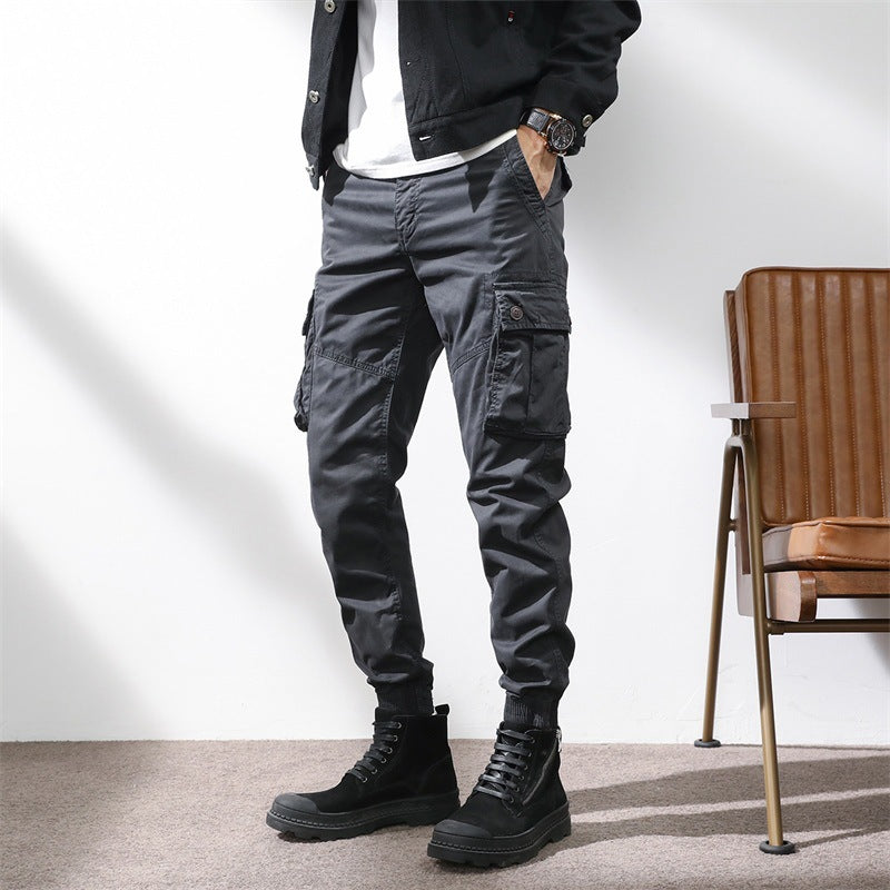Overalls Men's Multi-pocket Casual Trousers Slim-fitting Ankle-tied Loose - Lootario
