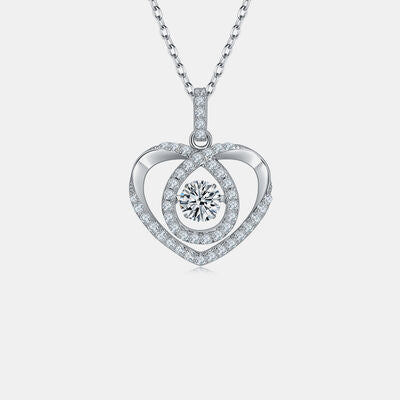 Moissanite 925 Sterling Silver Heart Shape Necklace - Lootario