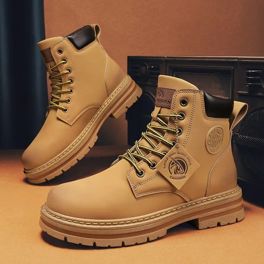Men's High Top Leather Boots: Winter-Ready Style & Comfort - Lootario