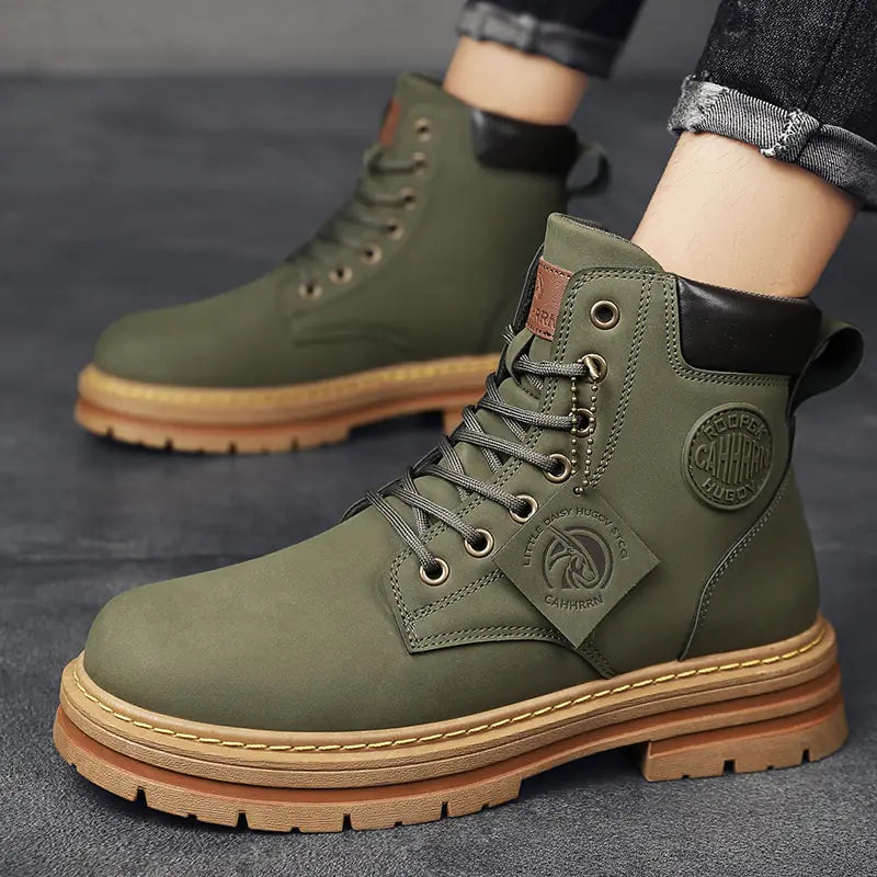 Men's High Top Leather Boots: Winter-Ready Style & Comfort - Lootario